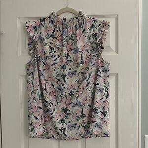 Floral Ruffle Sleeve Blouse in Pink and Purple